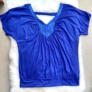 NWT MAURICES short sleeve Blouse/Top/Shirt sz 2 or 18/20. Plus size. Blue